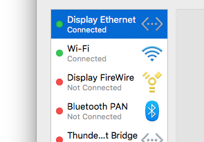 two connected network adapters in Mac OS X Network System Preference pane